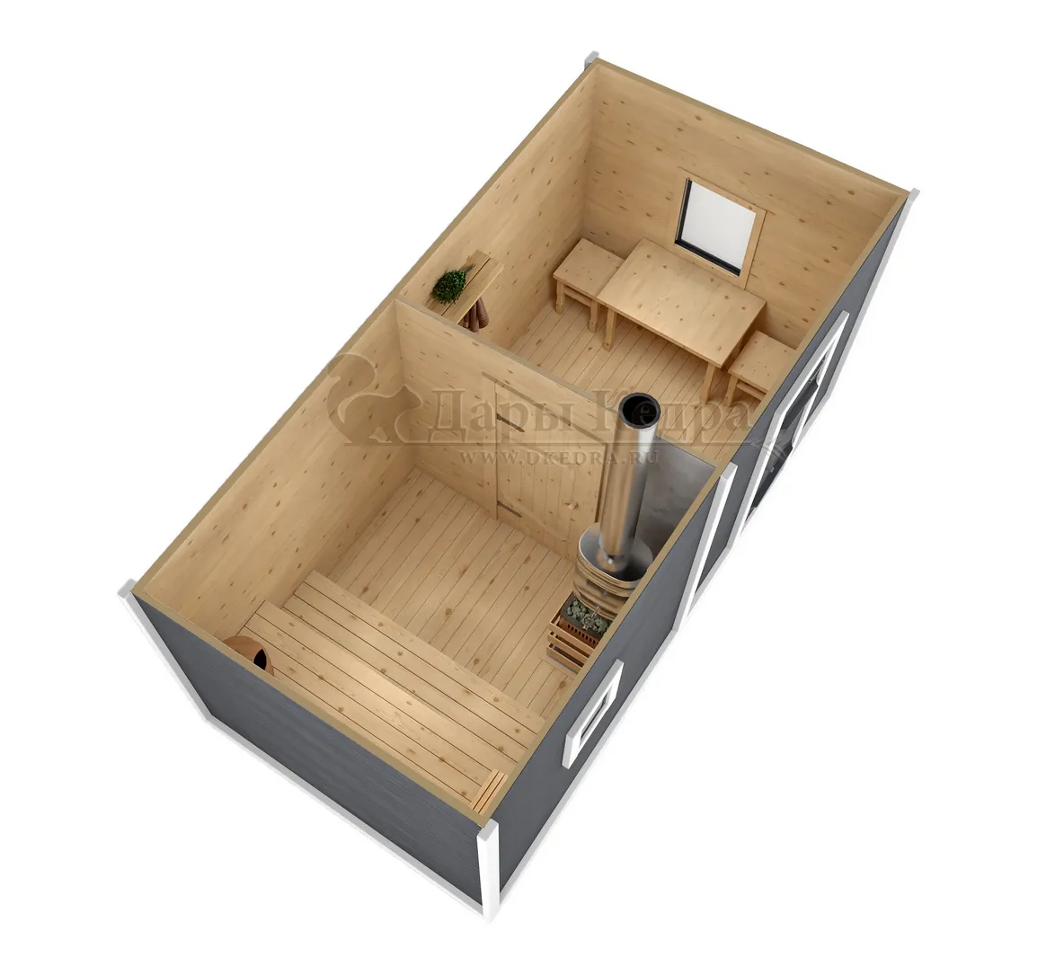 Каркасно-щитовая баня из кедра «Оптима»