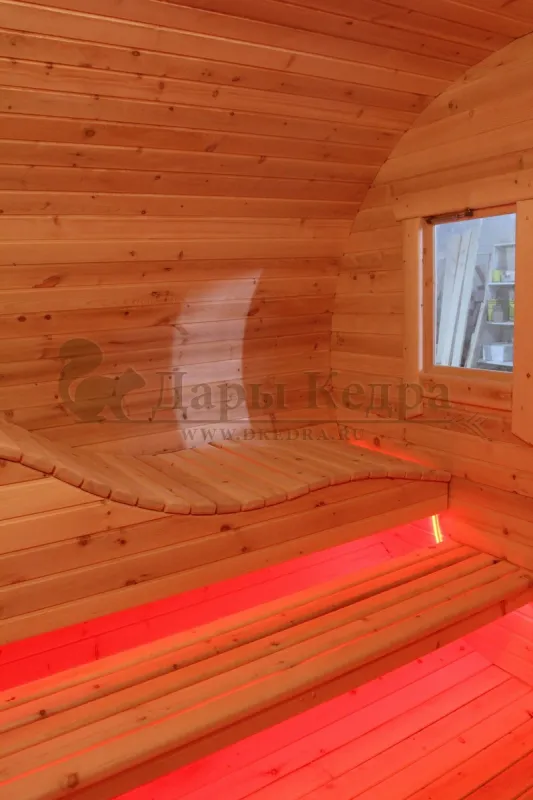 Баня-бочка овальная из кедра 4х2,2 метра