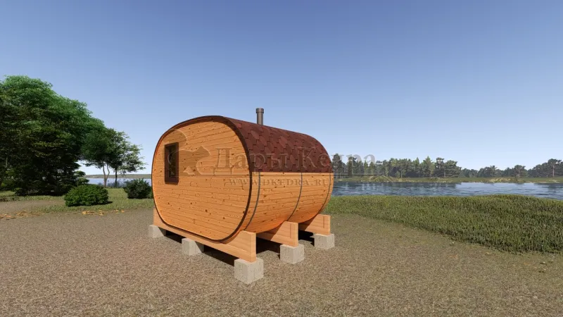 Баня-бочка овальная из кедра 4х2,2 метра
