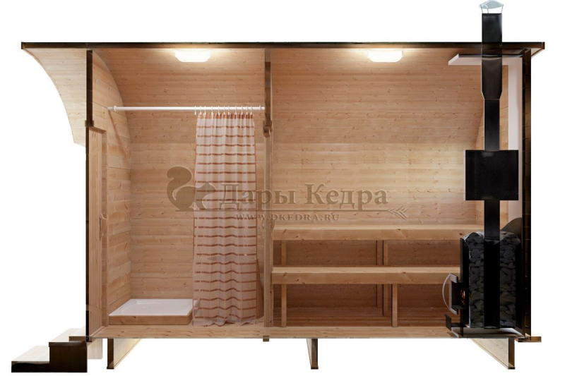 Баня-бочка буханка из кедра 3 метра