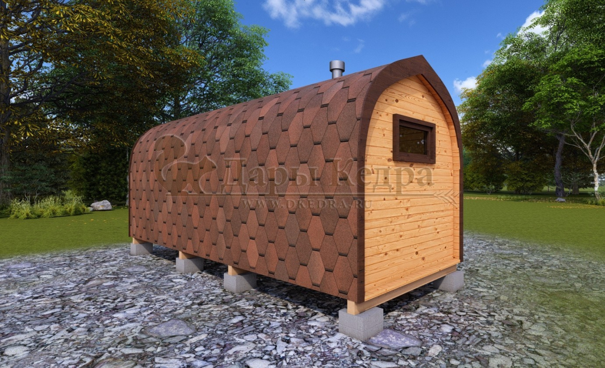 Баня «Викинг» из кедра 6х2,35 м с боковым входом